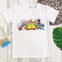 Áo thun trắng in hình Hero Team hot hit cho bé trai và bé gái