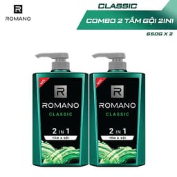 Combo 2 Tắm gội 2 trong 1 Romano hương nước hoa 650g/chai