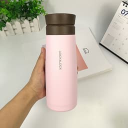 Bình Giữ Nhiệt Lock&Lock Macaron 450ml LHC4230 - Hàng Chính Hãng, Chất Liệu Thép Không Gỉ, Có Lưới Lọc Trà Tiện Dụng Kèm Ống Hút Inox 304