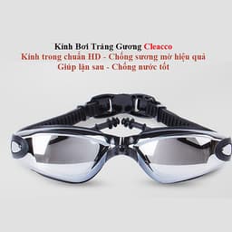 Kính Bơi Tráng Gương  kèm bịt tại cao cấp Cleacco chống sương mù , chống tia UV Hàng chính hãng - Tặng kèm nón bơi Silicon ( Màu ngẫu nhiên ) 