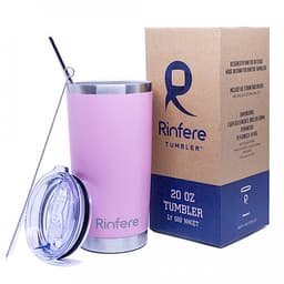 Ly Giữ Nhiệt Nắp Trượt Chống Tràn Rinfere - Tặng Kèm Ống Hút Không Gỉ, Dụng Cụ Vệ Sinh Ông Hút (590ml)