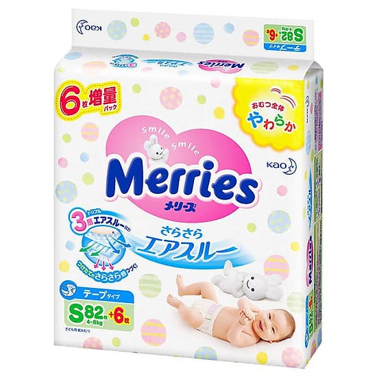Tã/Bỉm Dán Merries Size NB96/ S88 / L58/ M68