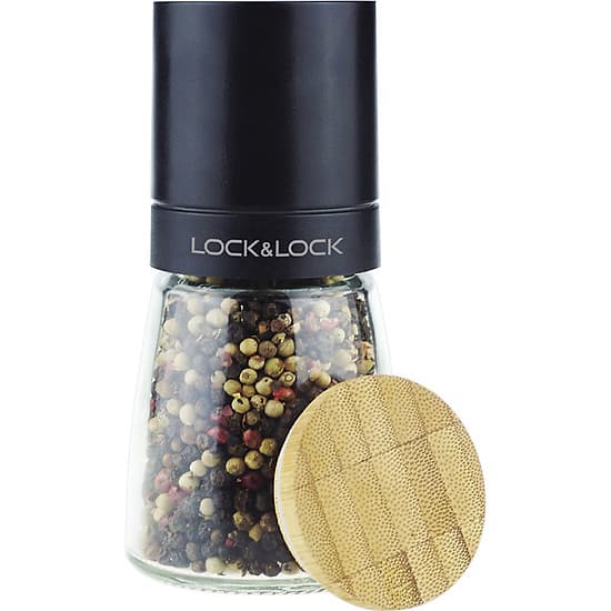 Lọ xay tiêu cầm tay Lock&Lock CKO115 140ml  -  Hàng chính hãng - Lọ bằng thủy tinh, lưỡi dao bằng sứ xay nhuyễn tốt, nắp bằng gỗ sồi, tiện dụng, dễ sử dụng