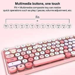 Bàn phím và chuột màu hỗn hợp trò chơi 2.4Ghz không dây Vintage Universal Bàn phím và bàn chơi game dành cho nữ