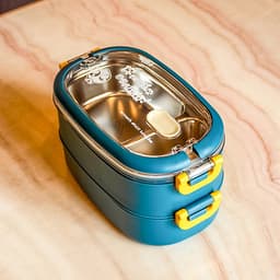 Bộ Hộp Cơm Giữ Nhiệt 2 Lớp 2 Tầng 2 Ngăn INOX304 Thiết Kế Hiện Đại