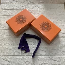 Bộ 2 gạch tập và 1 dây yoga cotton