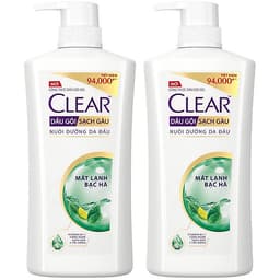 Combo 02 Dầu Gội Hỗ Trợ Trị Gàu Clear Mát Lạnh Bạc Hà 880g