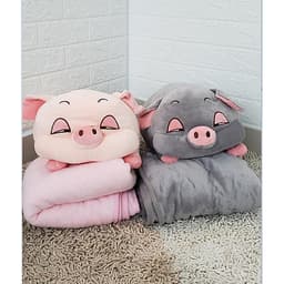 GỐI MỀN heo phê ngủ 3 trong 1, 4 chiều siêu mịn, bộ chăn gối văn phòng
