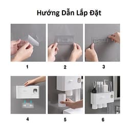 KỆ TREO BÀN CHẢI ĐÁNH RĂNG, TÍCH HỢP ĐỒ LẤY KEM THÔNG MINH (2LY) MÀU ĐEN-TRẮNG VÀ XÁM -TRẮNG
