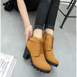Giày bốt martin nữ cao gót thiết kế buộc dây cho nữ