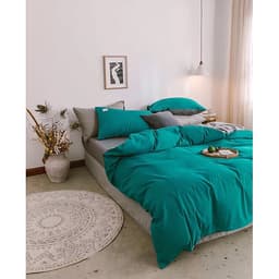 Bộ 4 món chăn ga gối cotton Tici cao cấp TC45 hàng đẹp (set gồm 1 ga, 1 chăn có khóa lồng được ruột, 2 vỏ gối)