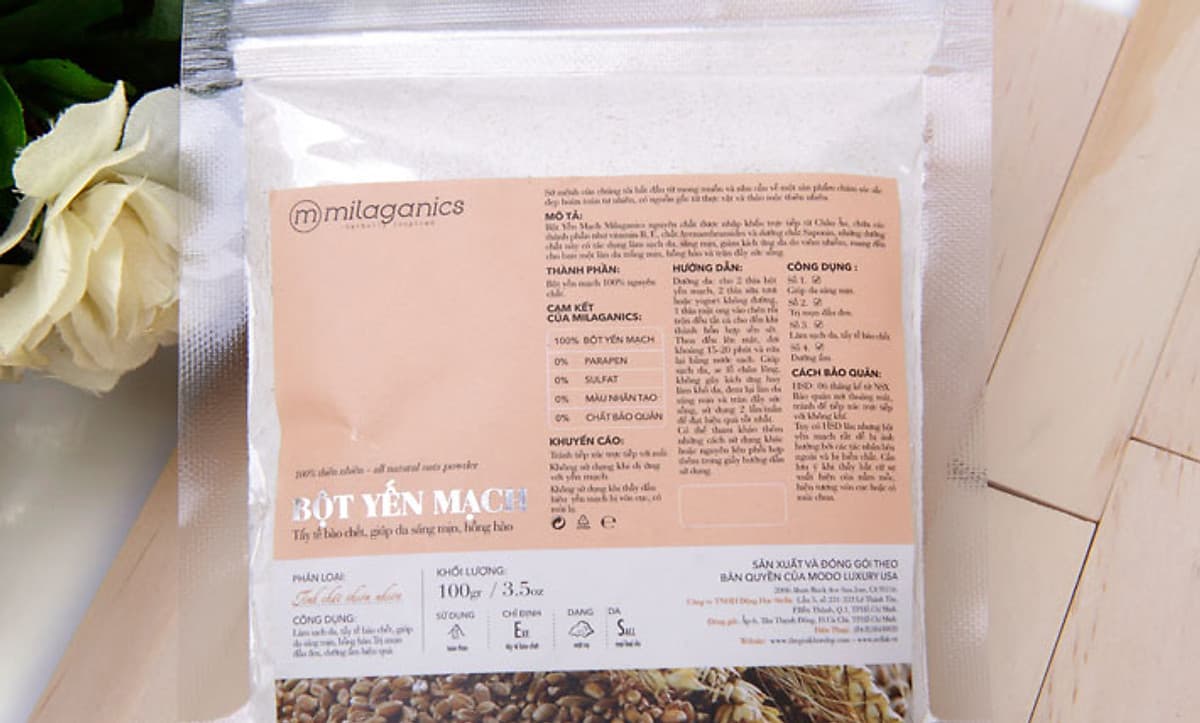 Combo 3 Gói Bột Đậu Đỏ, Cám Gạo Và Yến Mạch Thiên Nhiên Milaganics (100g/gói)