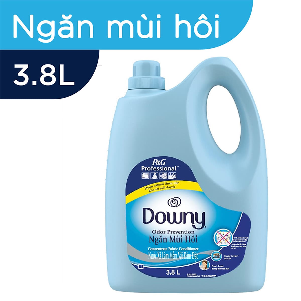 Nước Xả Vải Downy Chuyên Dụng Chống Khuẩn (Chai Lớn Tiết Kiệm 3.8L) - Bảo vệ khỏi vi khuẩn và mùi hôi - Hương thơm tươi mát kéo dài
