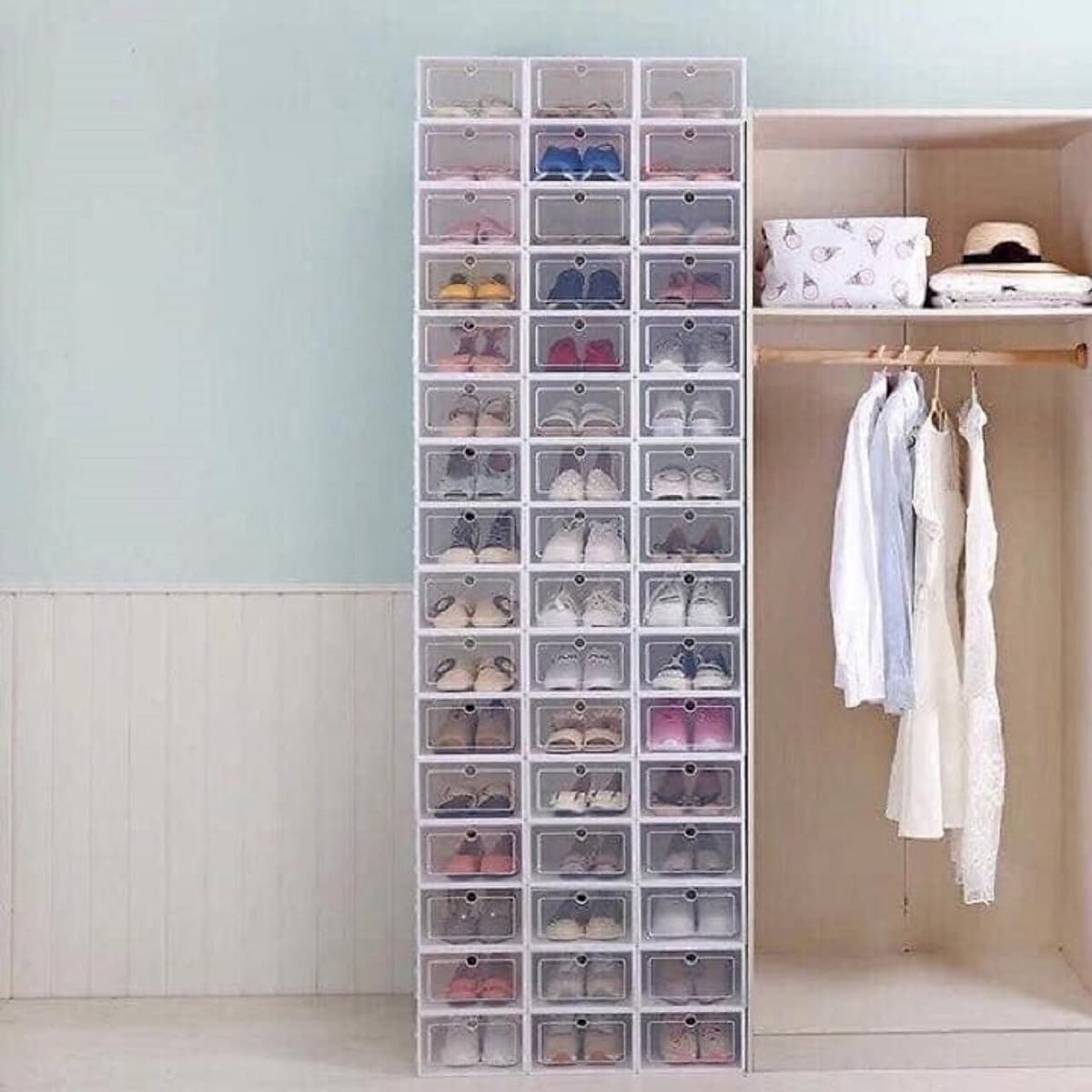 HỘP ĐỰNG GIÀY DÉP BẰNG NHỰA CỨNG TIẾT KIỆM DIỆN TÍCH