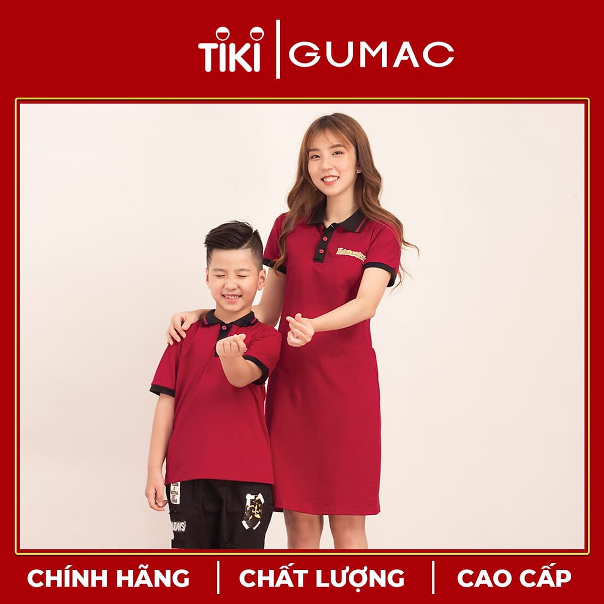 Áo thun cho bé trai phối màu cổ bẻ GUMAC AKA514