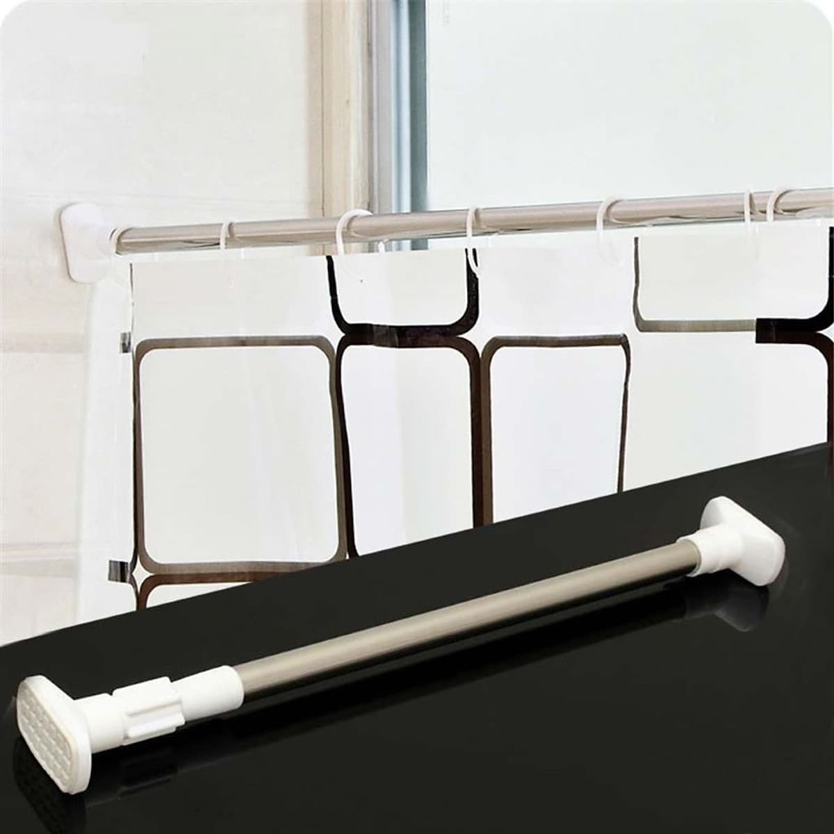 Thanh treo rèm cửa inox đa năng, không cần khoan tường hay bắt vít, thay đổi vị trí linh hoạt HT03