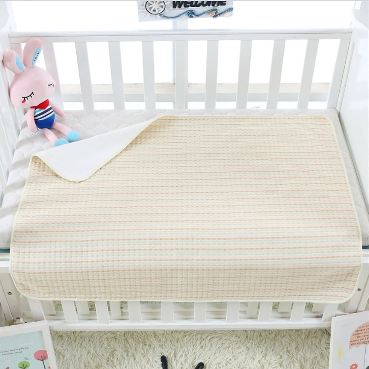 Tấm lót chống thấm cho bé Organic Good Cotton Babyup. Miếng lót chống thấm 4 lớp, mềm mại, thoáng khí, siêu thấm hút, có thể giặt, an toàn cho bé