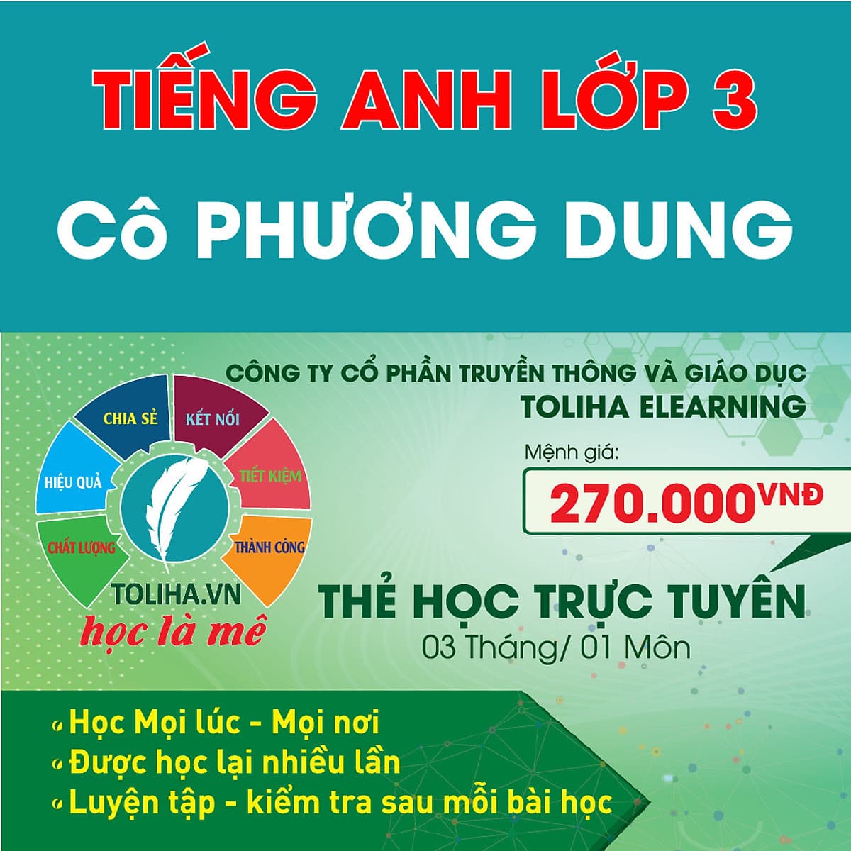 Khóa học TIẾNG ANH LỚP 3 - Cô Phương Dung - 03 tháng