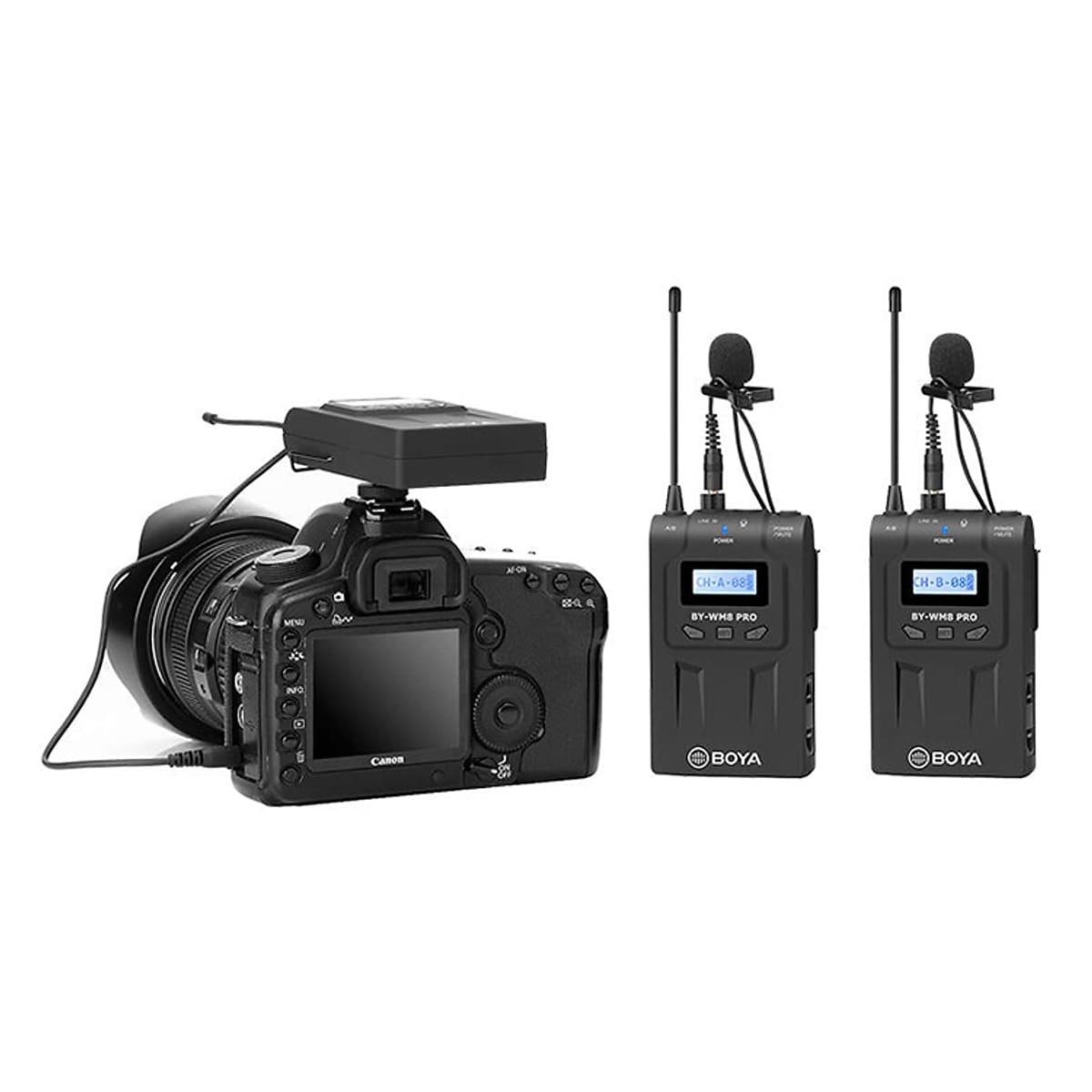 Micro Thu Âm Wireliess UHF Boya BY-WM8 PRO-K2 (Bộ Thu 2 Micro) - Hàng Nhập Khẩu