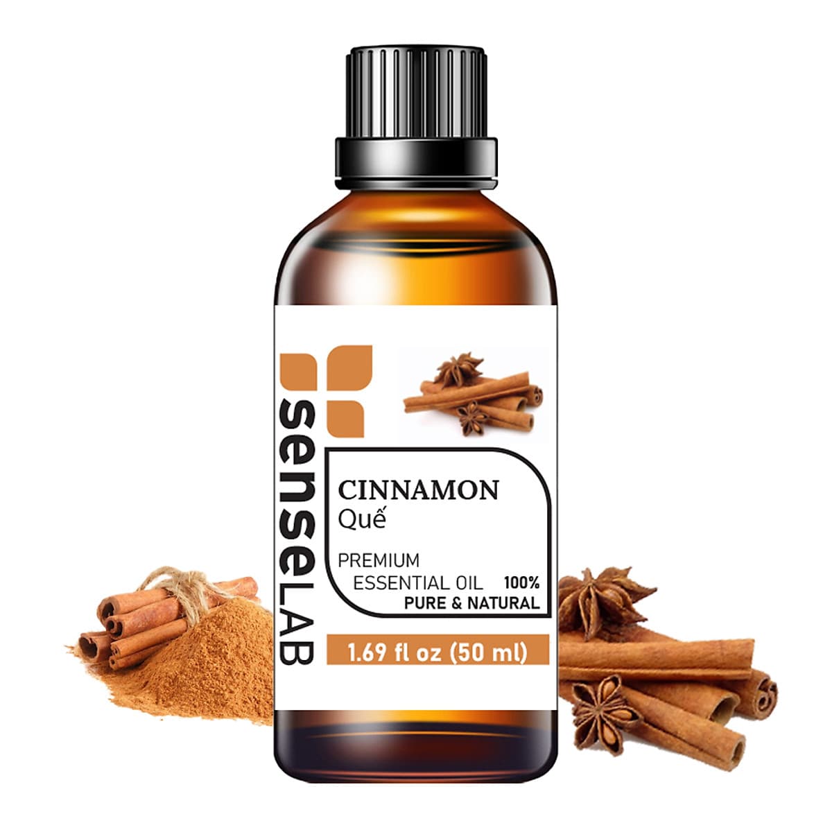 Tinh dầu Vỏ Quế SENSELAB 50ML. Tinh dầu thiên nhiên nguyên chất Nhập Khẩu Ấn Độ. Tinh dầu xông phòng kháng khuẩn, phòng tránh cảm cúm