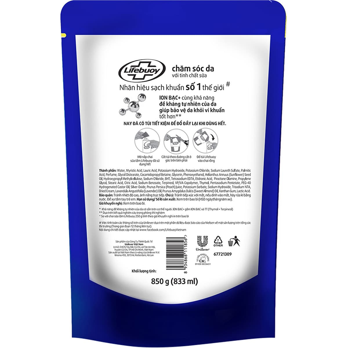 Sữa Tắm Lifebuoy Chăm Sóc Da Dạng Túi (850g) - 21166644