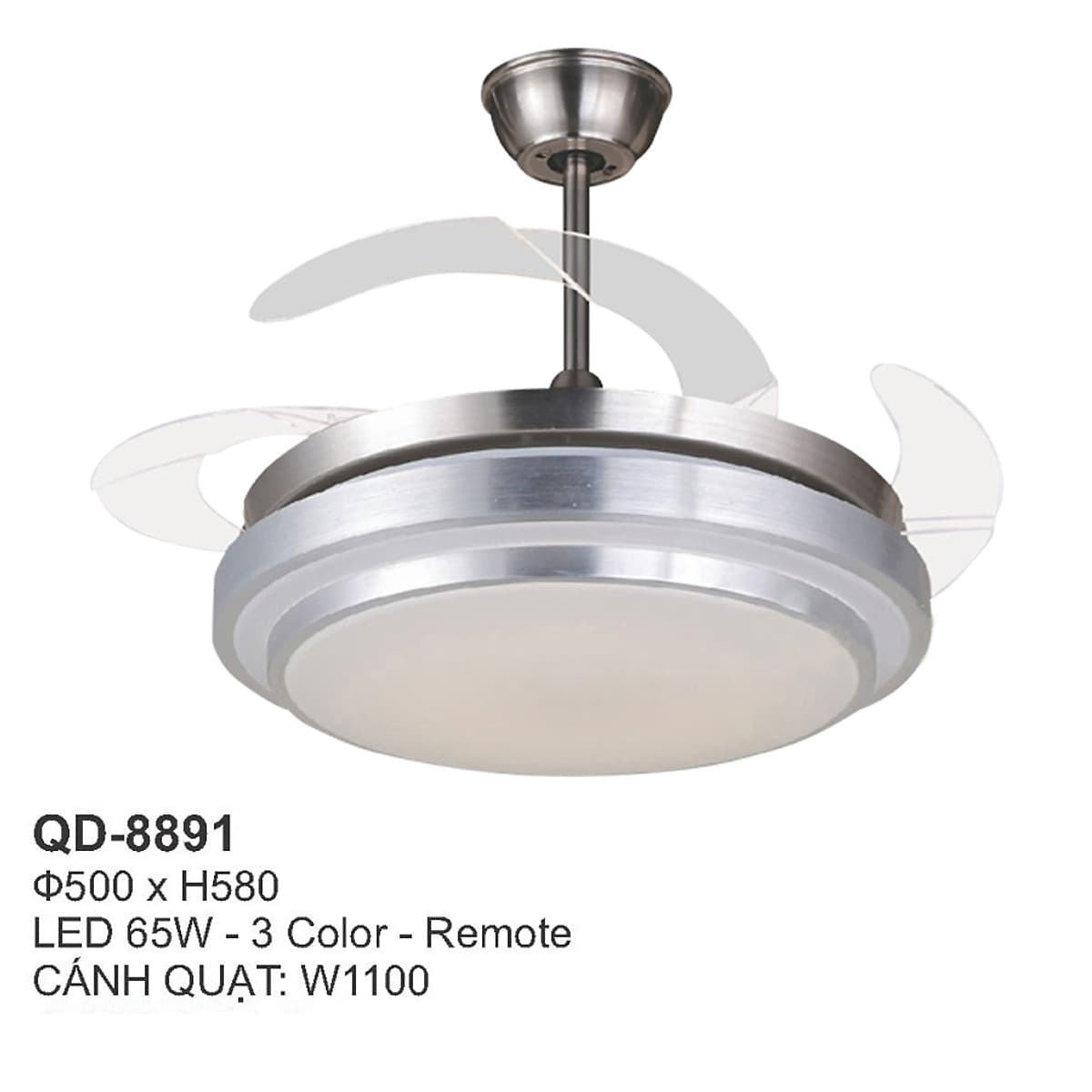 Quạt Trần Đèn Cao Cấp Có Remote QD-8891