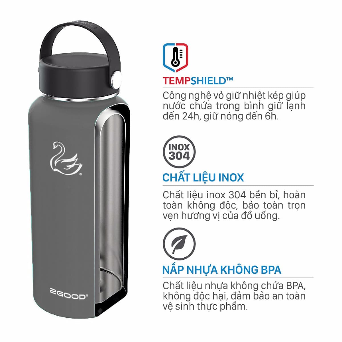 Bình Giữ Nhiệt 2GOOD FLASK Wide Mouth WM-01 (900ml) - Hàng Chính Hãng