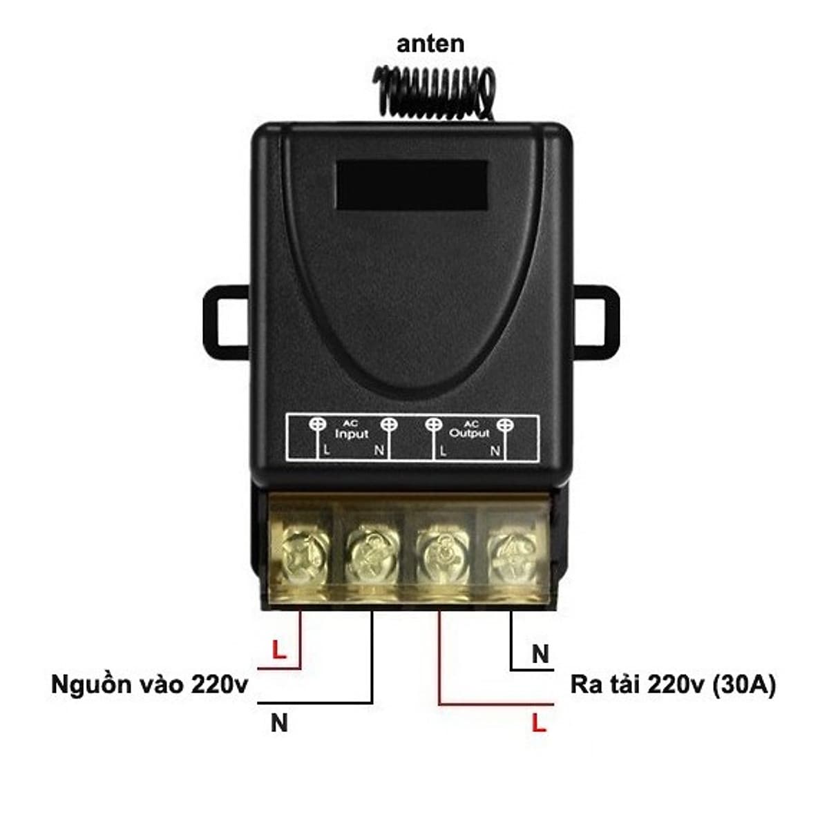 Công tắc điều khiển từ xa 100M xuyên tường công suất lớn 30A (3000W)/ điện áp 110-220V (Đen)