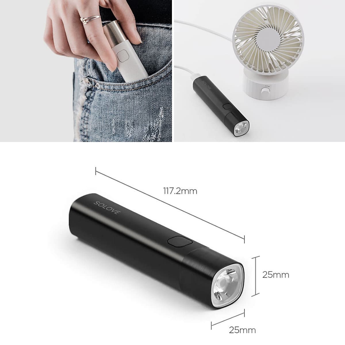 Pin Sạc Dự Phòng Tích Hợp Đèn Pin Mini Xiaomi SOLOVE E3 (3000mAh)