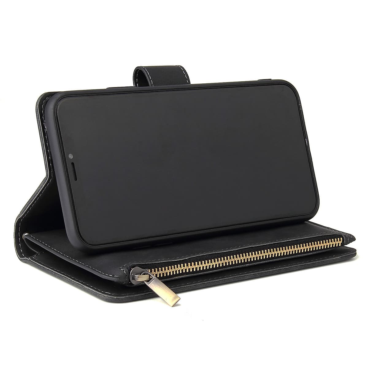 For iPhone 11 iPhone 11 pro iPhone 11 pro max PU Leather Side Magnetic Buckle Multi-card Bracket Full Protective Case with Zipper Wallet Style:iPhone 11 Pro