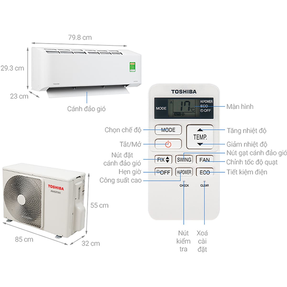Máy Lạnh Toshiba Inverter 2 HP RAS-H18C2KCVG-V - Chỉ giao tại HCM