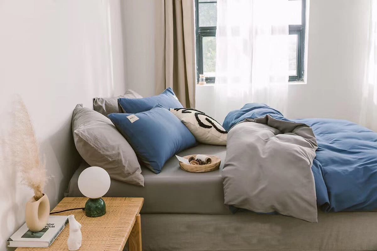 Bộ 4 món chăn ga gối cotton Tici cao cấp TC45 hàng đẹp (set gồm 1 ga, 1 chăn có khóa lồng được ruột, 2 vỏ gối)