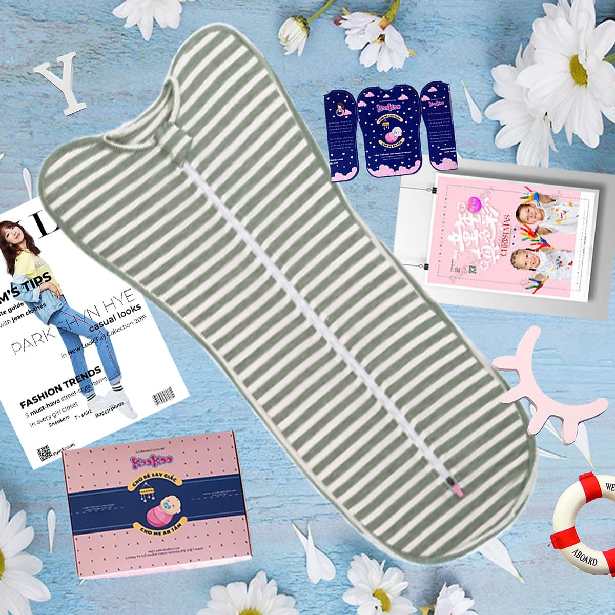 Nhộng ngủ chũn KooKoo đóng hộp cao cấp - Giúp bé ngủ ngon, sâu giấc, chống giật mình - Vải cotton co giãn 4 chiều, mềm mại thoáng mát - Có khóa kéo 2 chiều