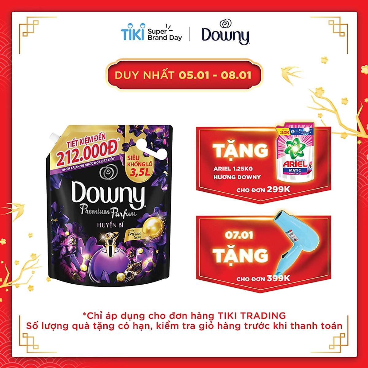 Nước Xả Vải Downy Hương Nước Hoa Huyền Bí (3.5L/ Túi)