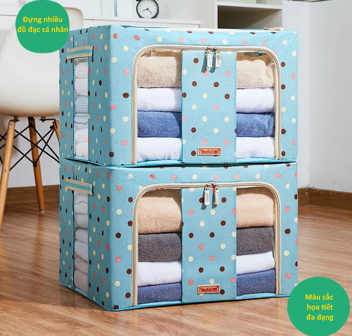Túi Đựng Chăn Màn (Được Chọn Màu) - Hộp Đựng Quần Áo Khung Sắt Gấp Gọn miDoctor - Tủ Vải Chăn Màn Tiện Lợi