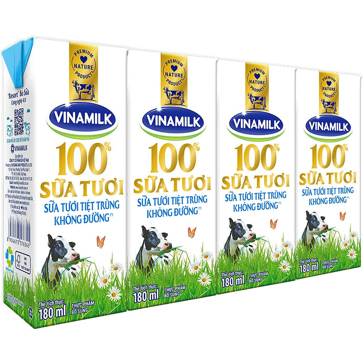 Thùng 48 Hộp Sữa Tươi Tiệt Trùng Vinamilk 100% Không Đường (180ml / Hộp)