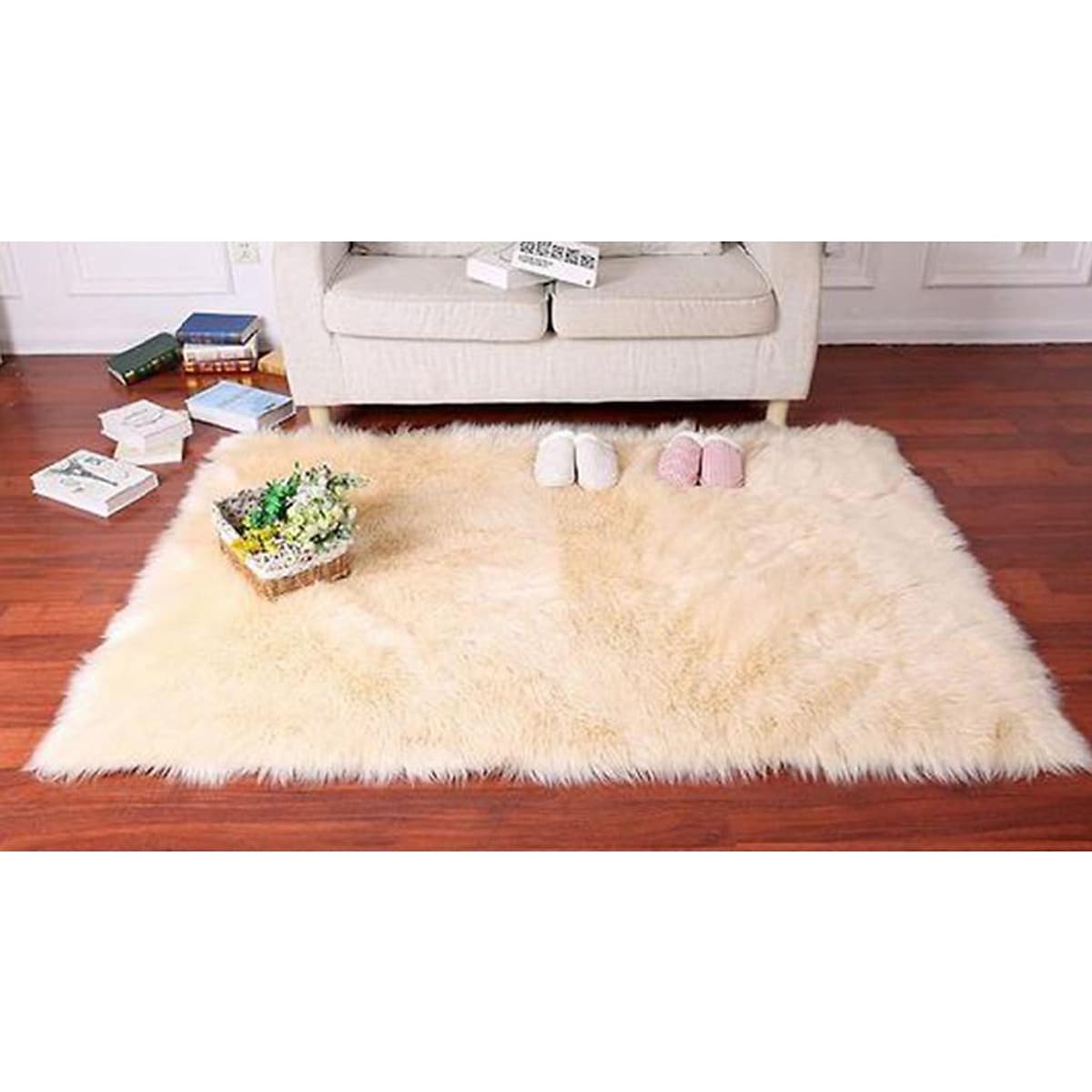 Thảm Len Lông Mịn Nhân Tạo Trải Sàn, Đệm Ghế 40x90cm