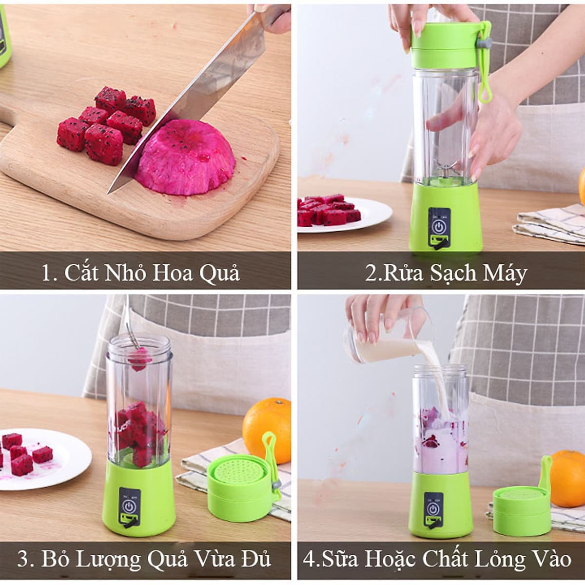 Máy Xay Sinh Tố Mini Cầm Tay 6 Lưỡi (Giao Màu Ngẫu Nhiên) + Tặng 2 Bàn Chải Đánh Răng