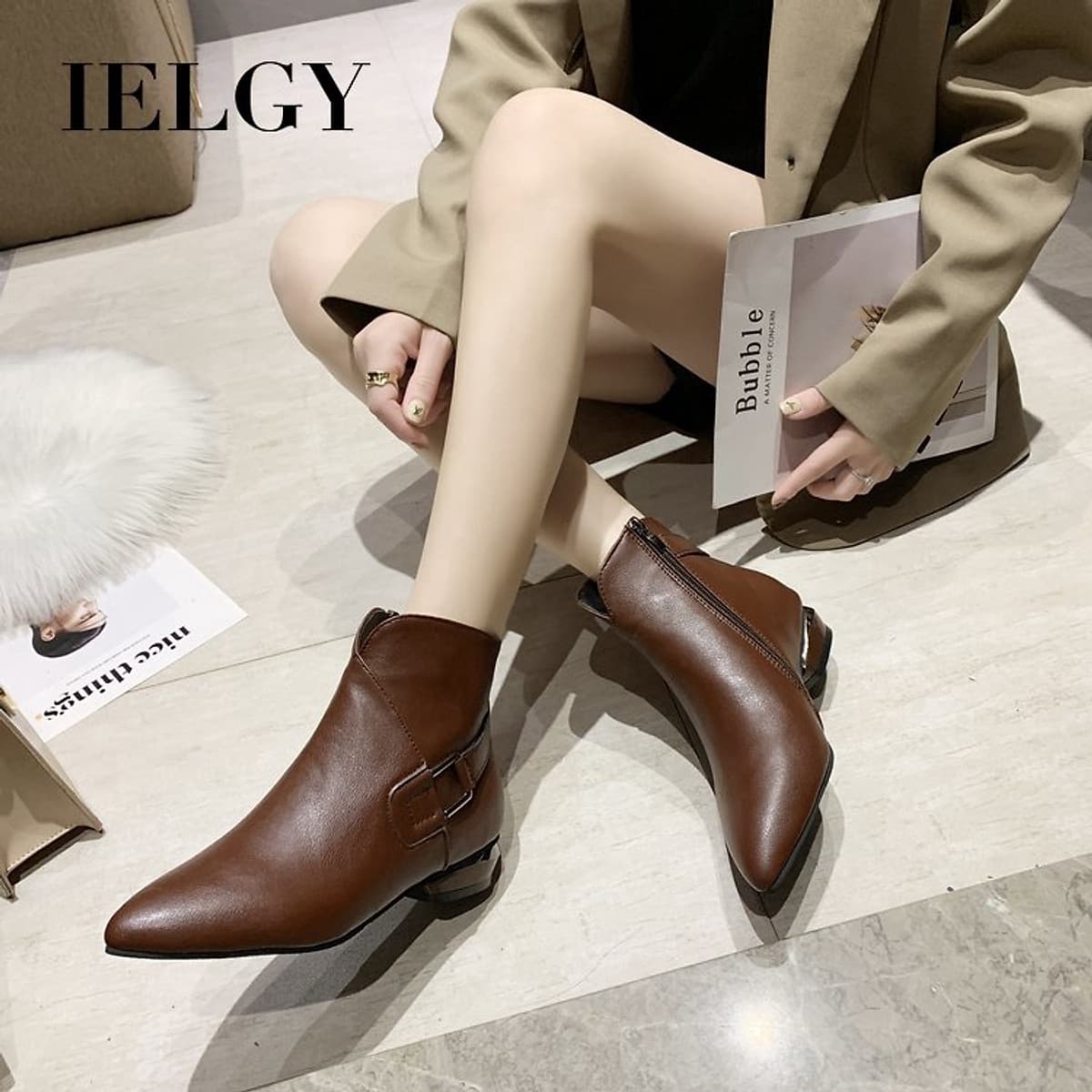 Giày bốt Martin thắt dây thời trang nữ cá tính
