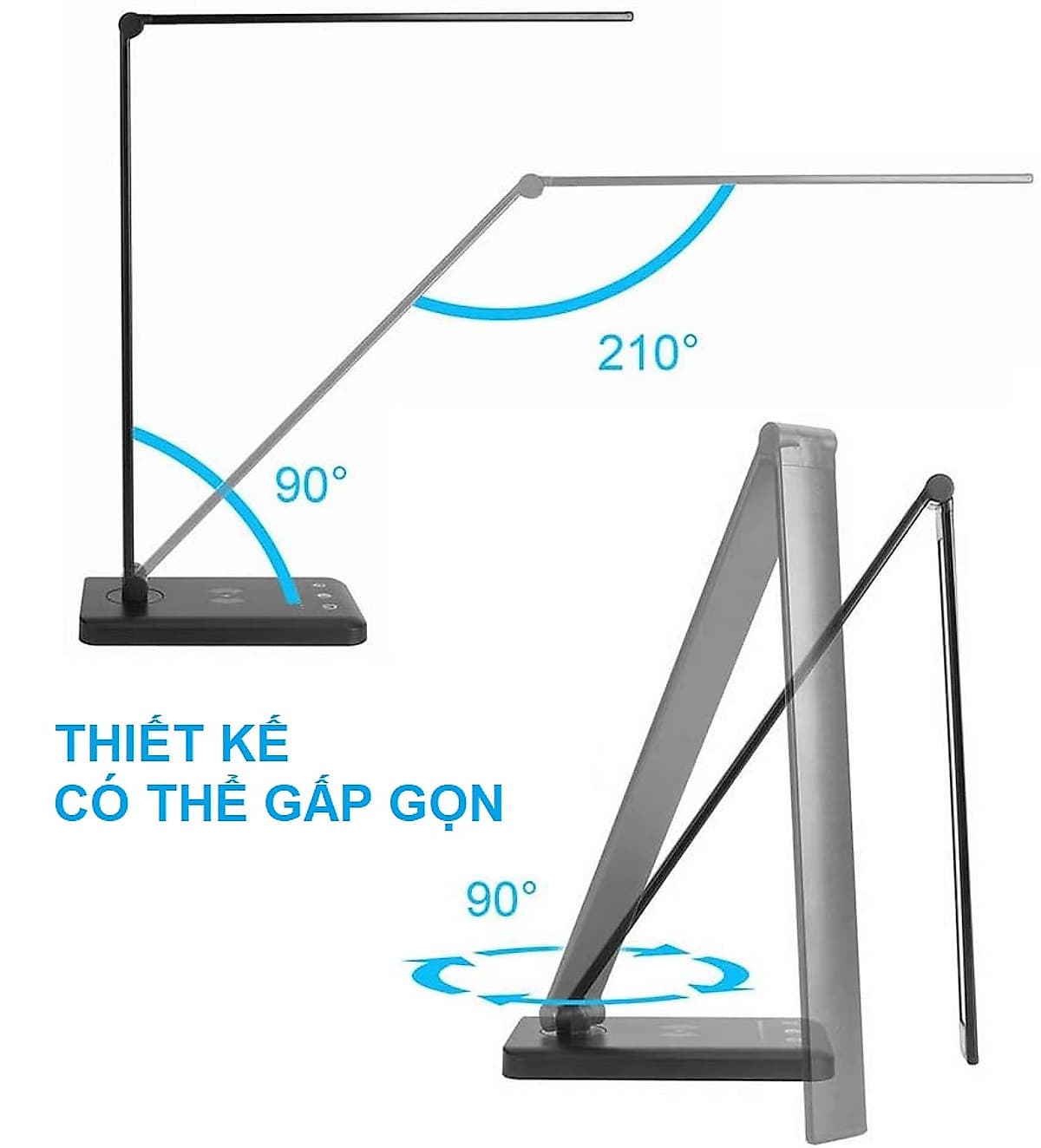 Đèn Bàn Học Đọc Sách, Làm Việc (Học Sinh, Sinh Viên, Văn Phòng) LED Chống Cận, Cảm Ứng Nhôm Cao Cấp eLights TD-621