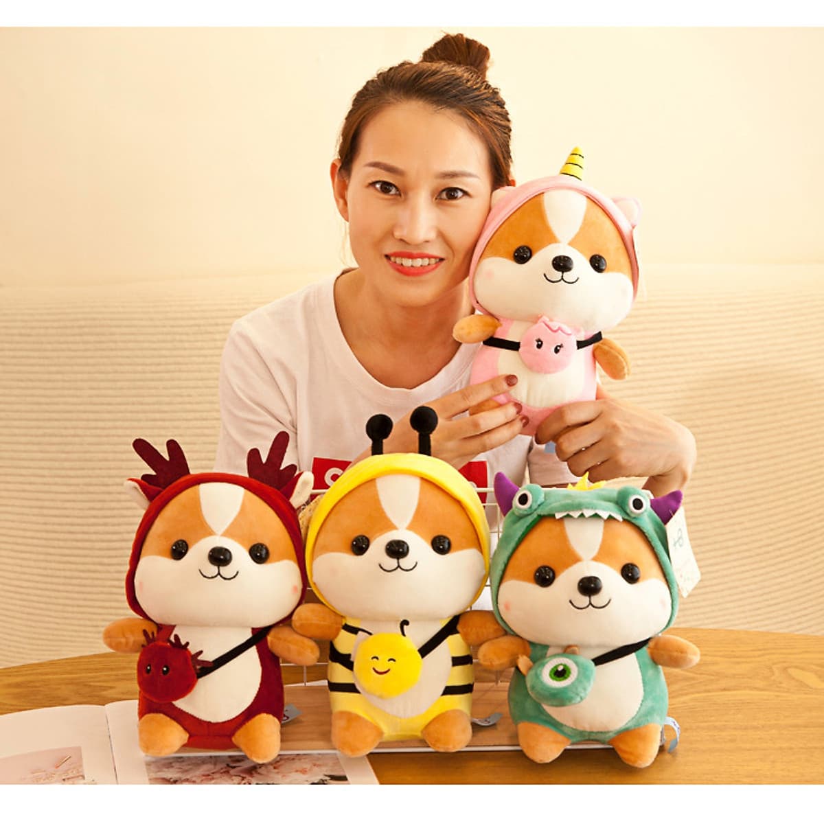 Thú Bông Chó Shiba Hóa Trang Cosplay Ngộ Nghĩnh 25cm Quà Tặng Siêu Dễ Thương