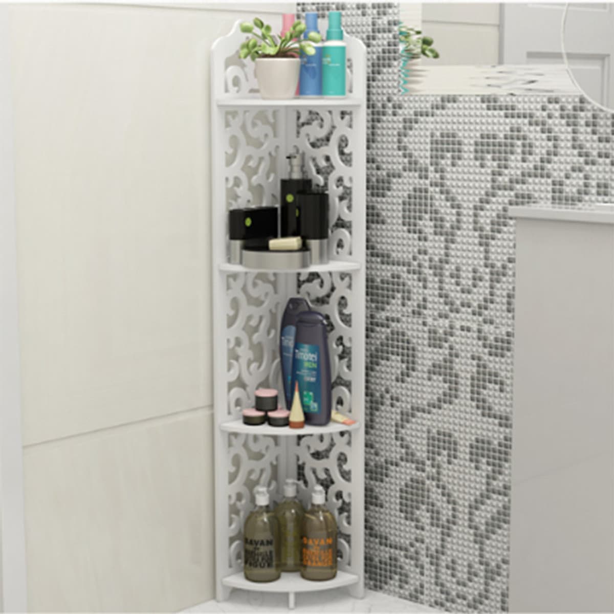 Kệ Góc Nhà Tắm Chống Nước Họa Tiết Hoa Chồi