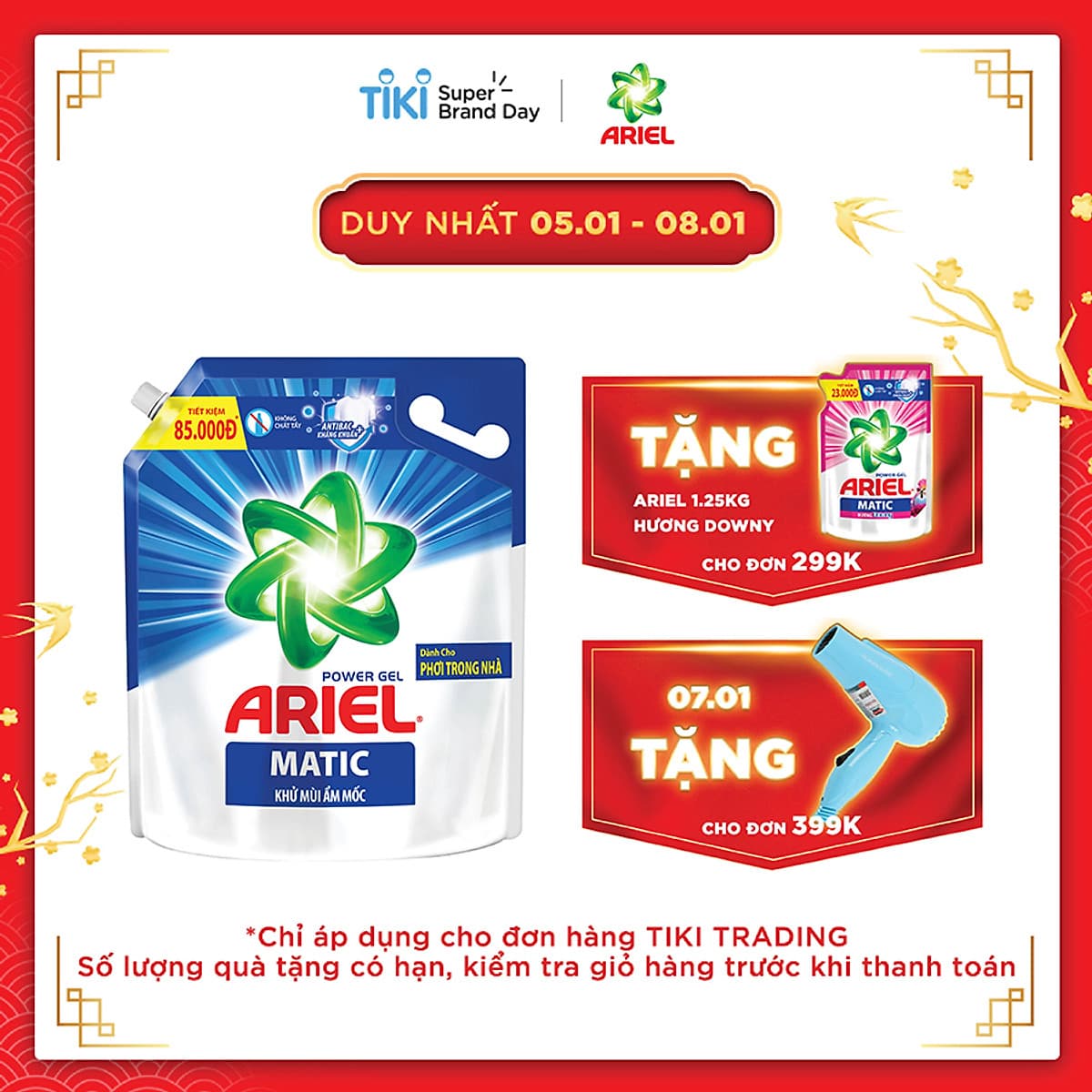 Nước Giặt Ariel Khử Mùi Ẩm Mốc Túi 3.2kg
