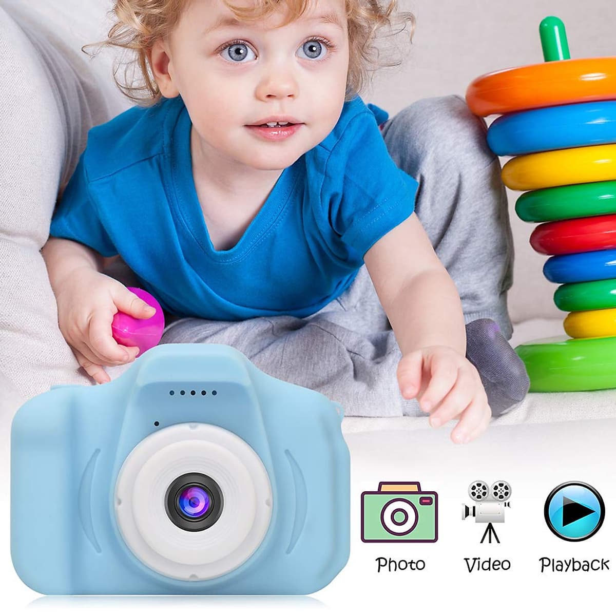 Máy Ảnh Kỹ Thuật Số Chống Sốc Cho Trẻ Em Có Thể Sạc Lại (8MP)
