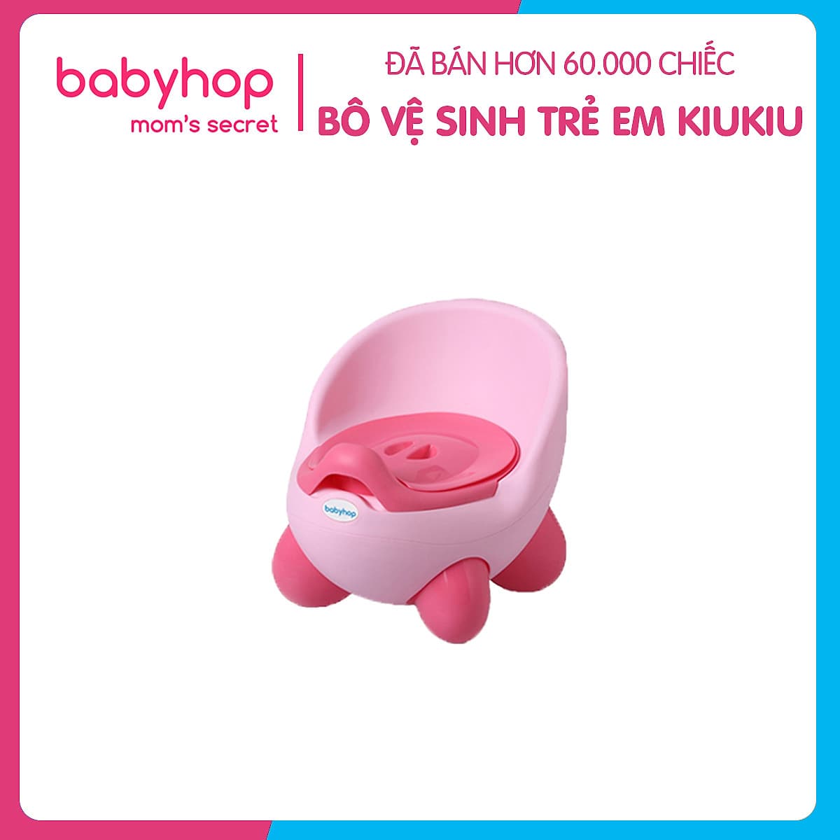 Bô vệ sinh trẻ em Kiu Kiu Babyhop cho bé từ 6 tháng đến 5 tuổi chống trơn trượt có chỗ dựa và khay