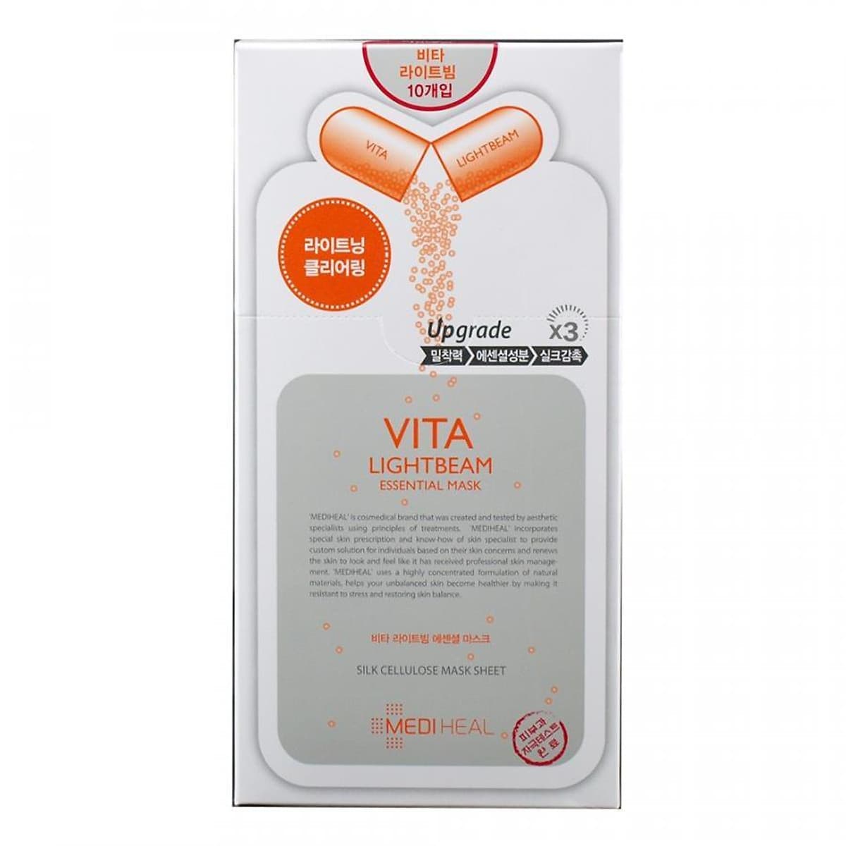 Hộp 10 Mặt nạ dưỡng trắng sáng da Mediheal Vita Lightbeam Essential Mask Ex 25ml x10