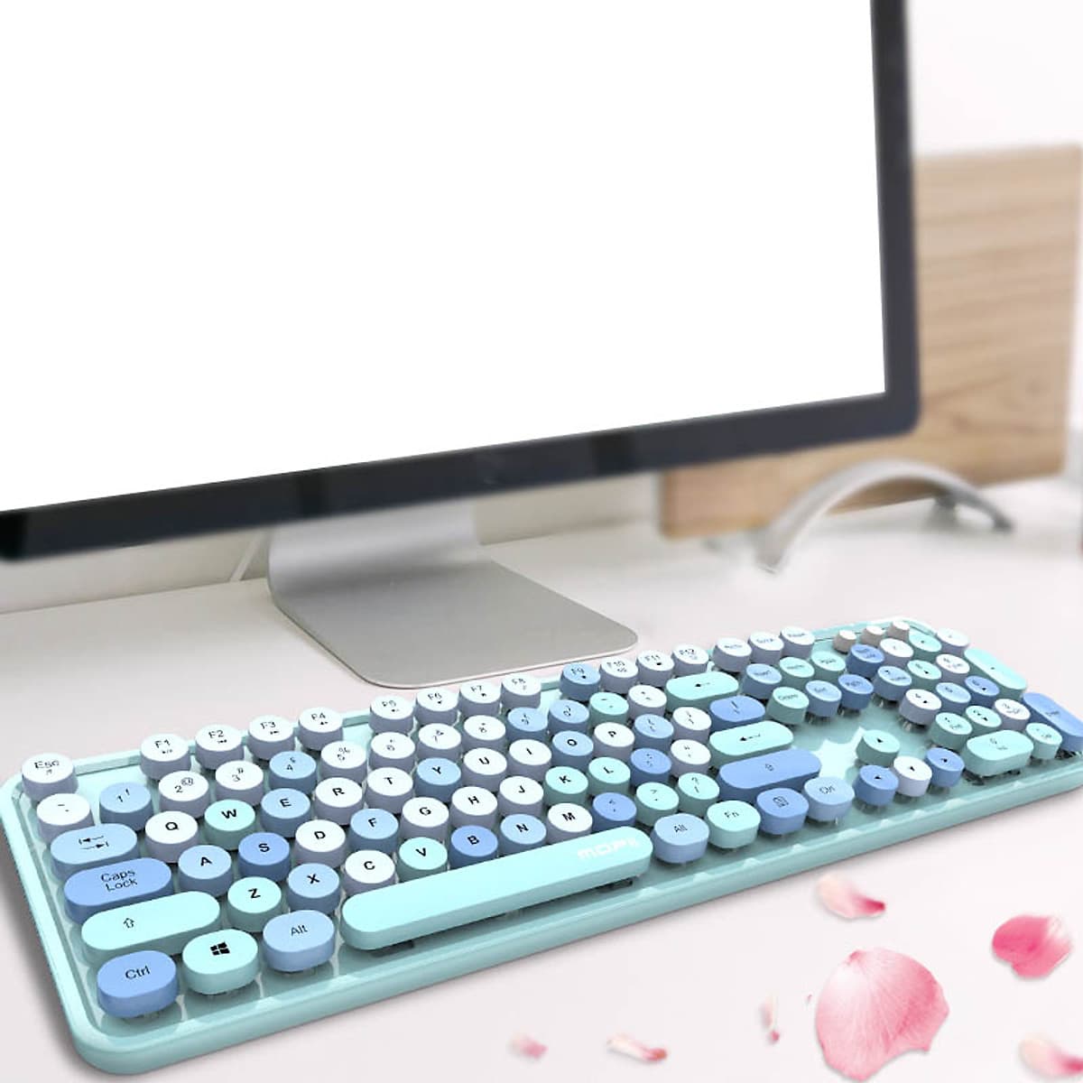 Bàn phím và chuột màu hỗn hợp trò chơi 2.4Ghz không dây Vintage Universal Bàn phím và bàn chơi game dành cho nữ