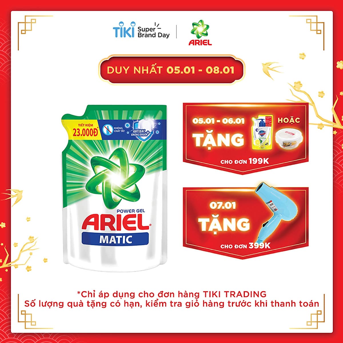 Nước giặt Ariel Đậm Đặc dạng túi 1.4kg