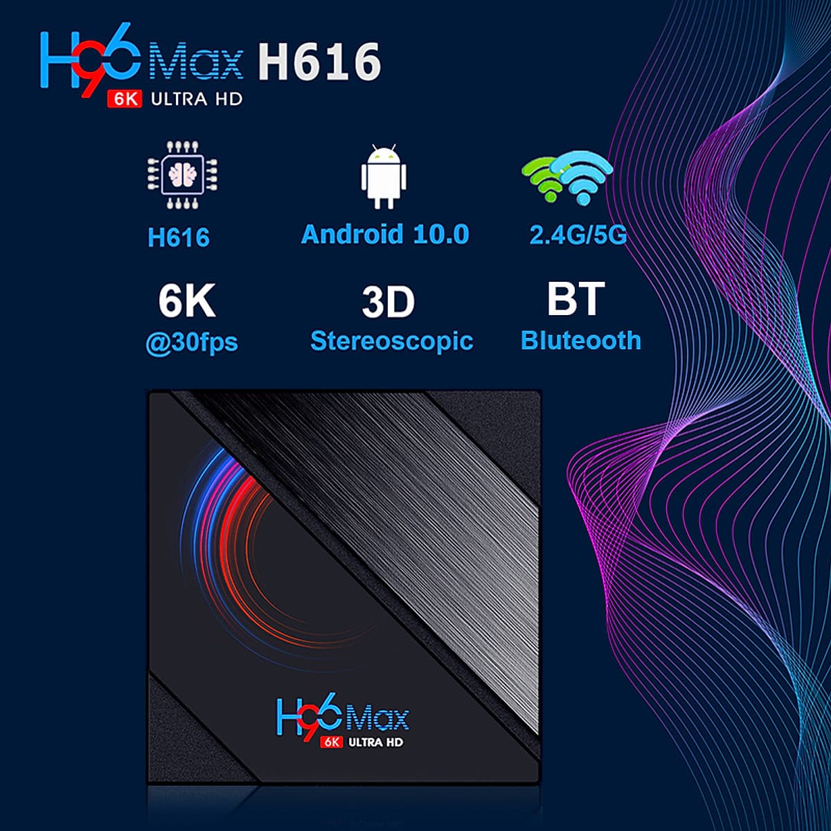 Android tivi box Ram 4G, bộ nhớ 32G, tìm kiếm bằng giọng nói, bluetooth 4.0, băng tần wifi kép, xem phim 4K sắc nét H96MAX
