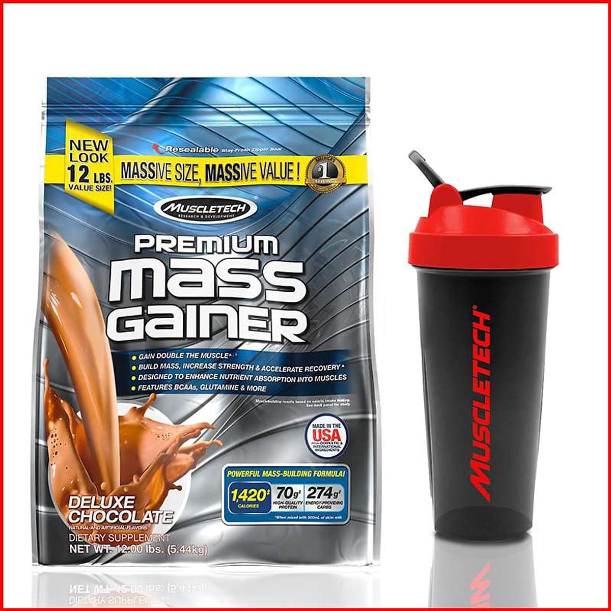Sữa tăng cân nhanh Premium Mass Gainer 12lbs (5,4kg) - Bao bì mới - Hàng chính hãng Muscletech USA - Kèm quà tặng